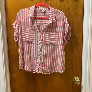 Lucky brand linen tie in back button down shirt